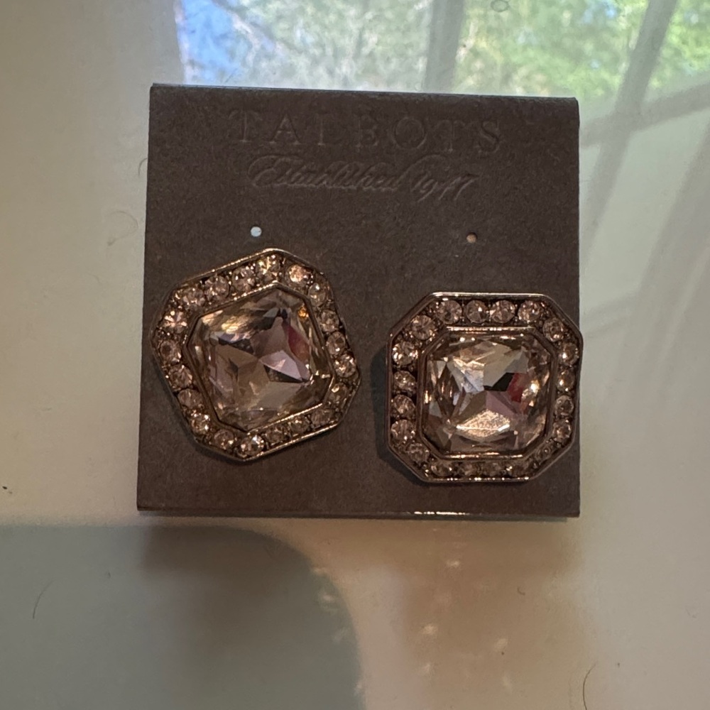 Talbots Silver Hexagon Crystal Cufflinks